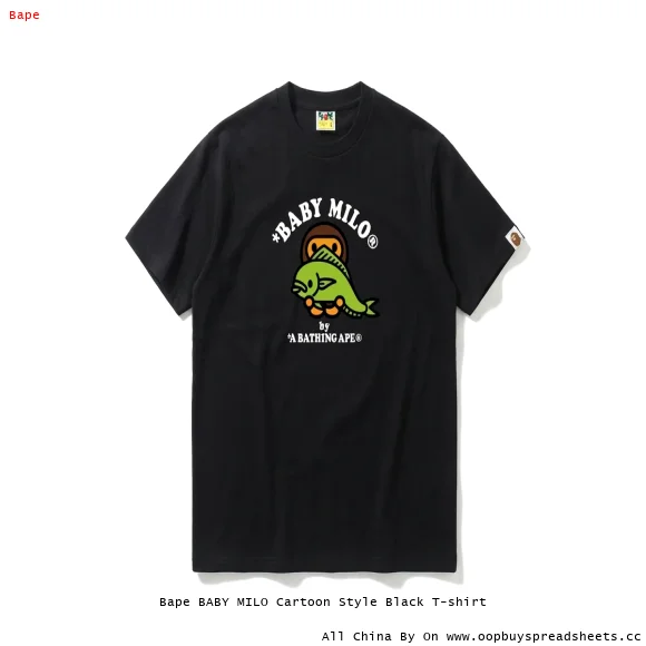 Bape BABY MILO Cartoon Style Black T-shirt