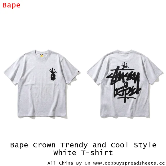 Bape Crown Trendy and Cool Style White T-shirt