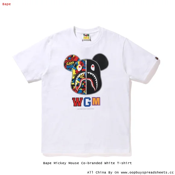 Bape Mickey Mouse Co-branded White T-shirt