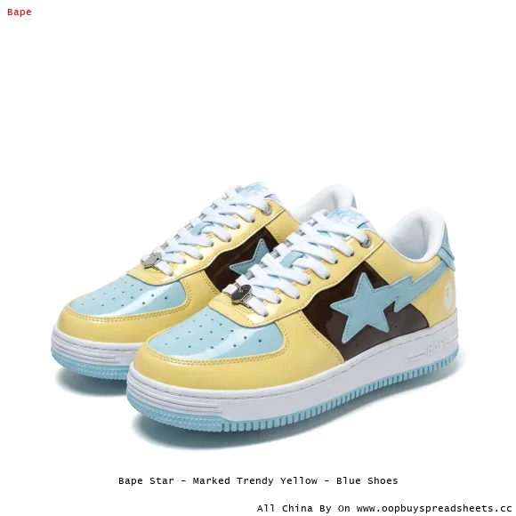 Bape Star - Marked Trendy Yellow - Blue Shoes