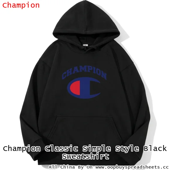 Champion Classic Simple Style Black Sweatshirt