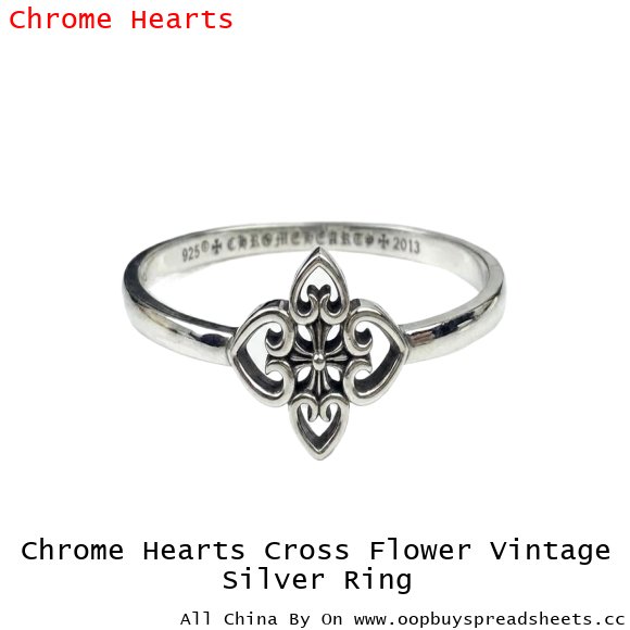 Chrome Hearts Cross Flower Vintage Silver Ring