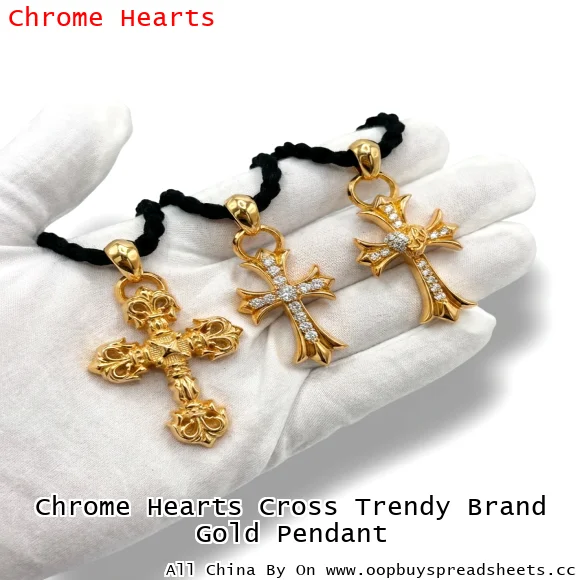 Chrome Hearts Cross Trendy Brand Gold Pendant