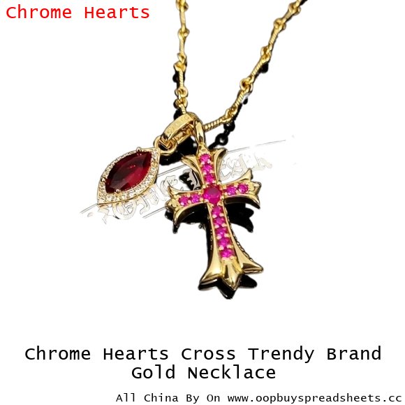 Chrome Hearts Cross Trendy Brand Gold Necklace