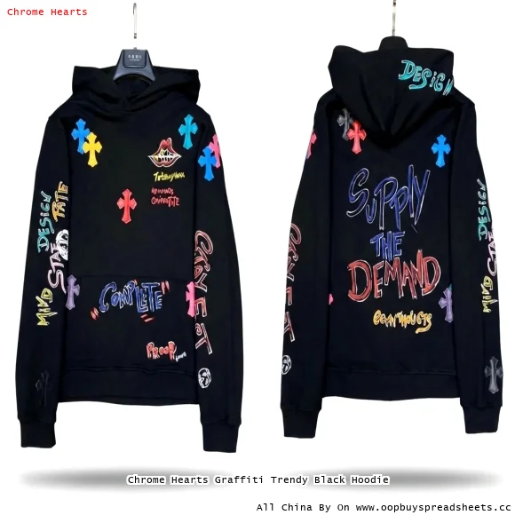 Chrome Hearts Graffiti Trendy Black Hoodie