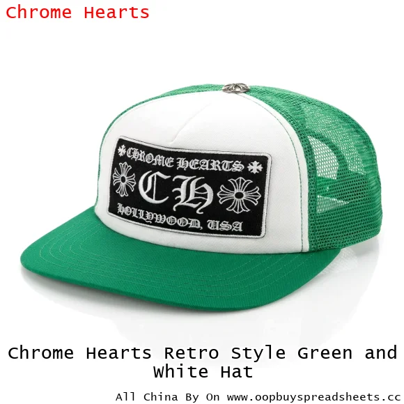 Chrome Hearts Retro Style Green and White Hat