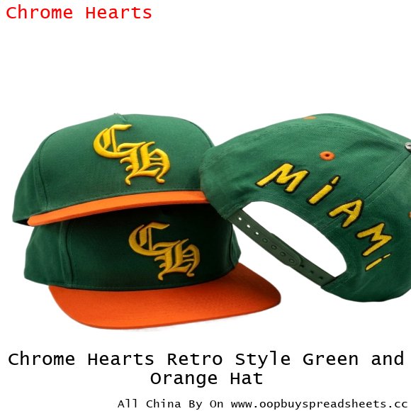 Chrome Hearts Retro Style Green and Orange Hat