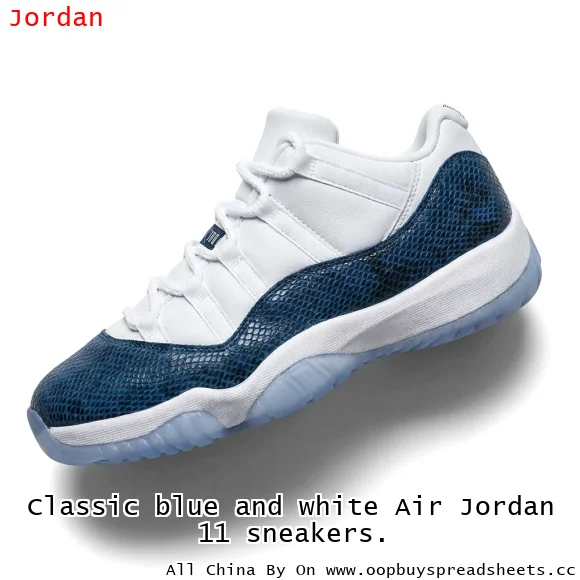 Classic blue and white Air Jordan 11 sneakers.