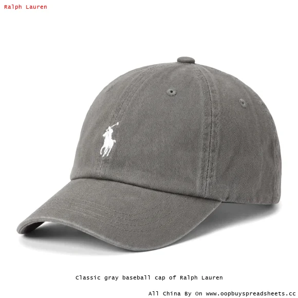 Classic gray baseball cap of Ralph Lauren