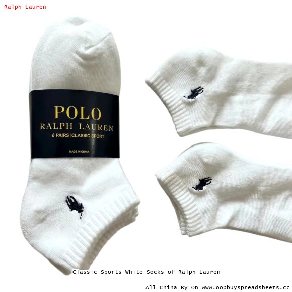 Classic Sports White Socks of Ralph Lauren