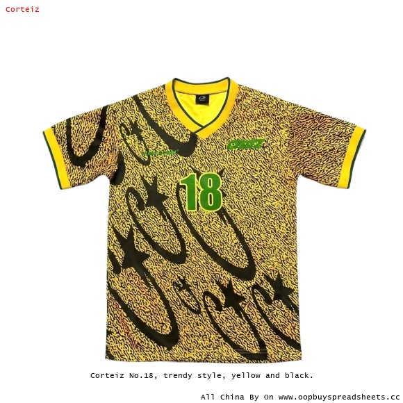 Corteiz No.18, trendy style, yellow and black.