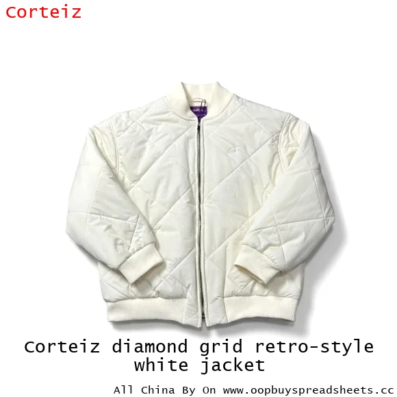 Corteiz diamond grid retro-style white jacket