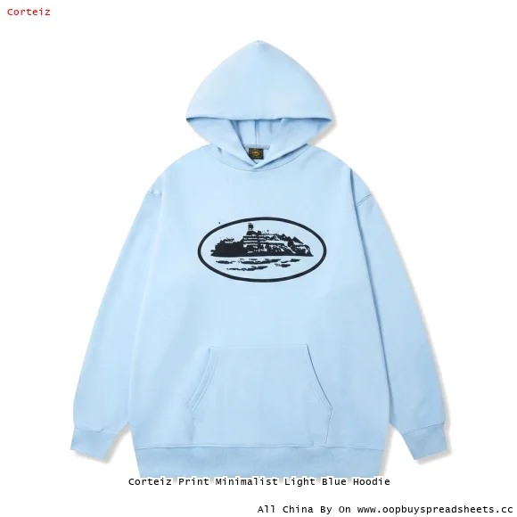Corteiz Print Minimalist Light Blue Hoodie