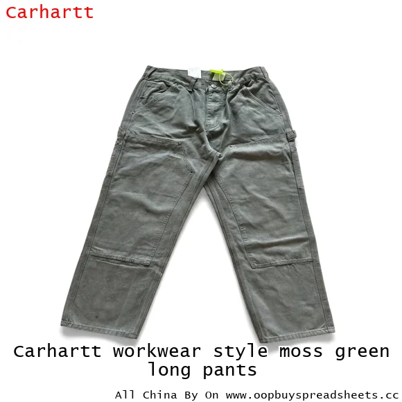 Carhartt workwear style moss green long pants