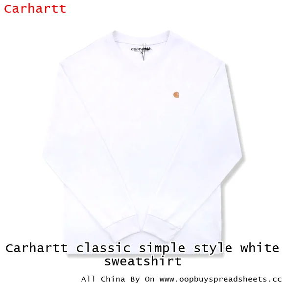 Carhartt classic simple style white sweatshirt