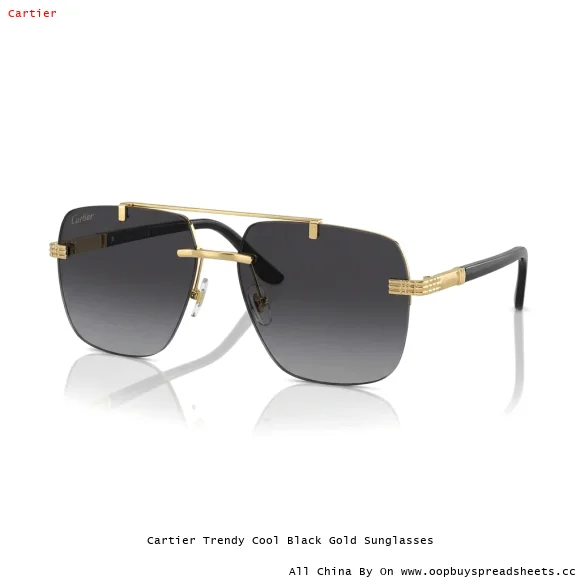 Cartier Trendy Cool Black Gold Sunglasses