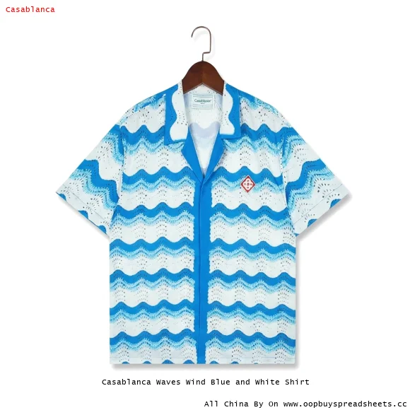 Casablanca Waves Wind Blue and White Shirt