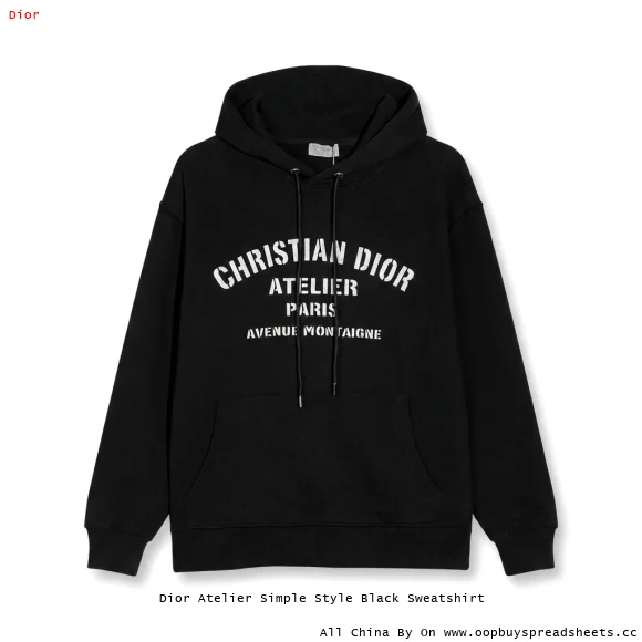 Dior Atelier Simple Style Black Sweatshirt