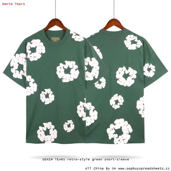 DENIM TEARS retro-style green short-sleeve