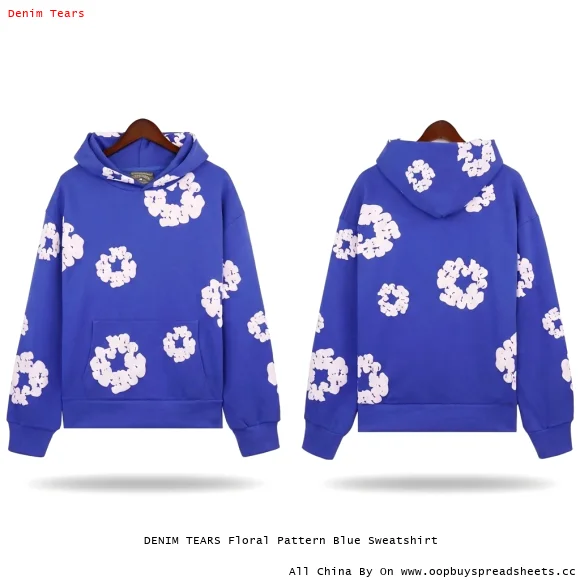 DENIM TEARS Floral Pattern Blue Sweatshirt