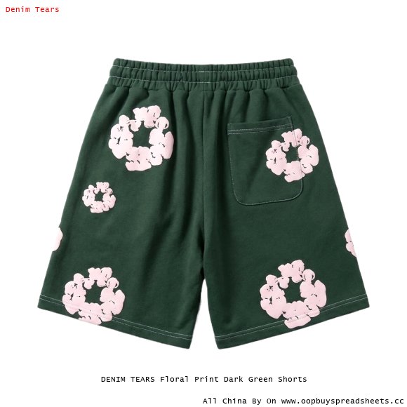 DENIM TEARS Floral Print Dark Green Shorts