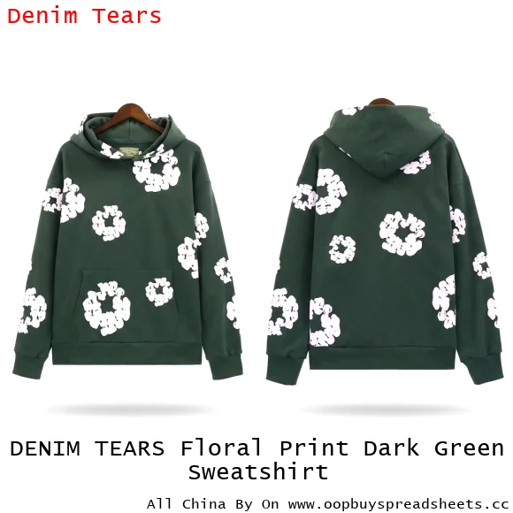 DENIM TEARS Floral Print Dark Green Sweatshirt