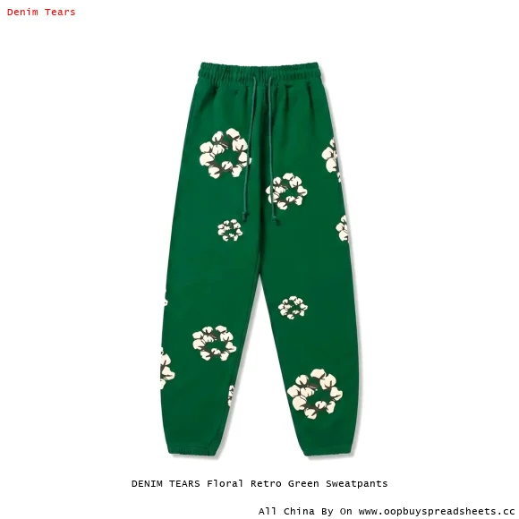 DENIM TEARS Floral Retro Green Sweatpants