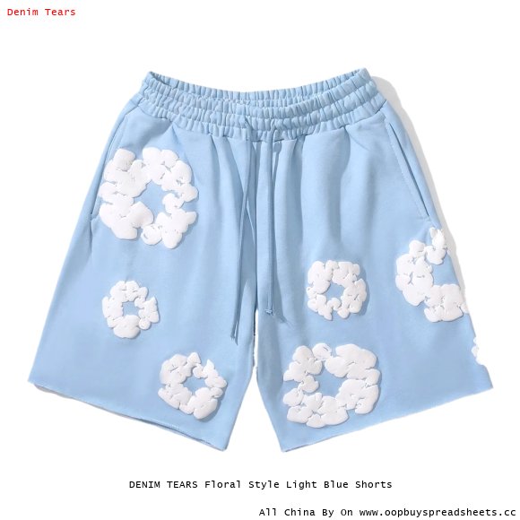 DENIM TEARS Floral Style Light Blue Shorts