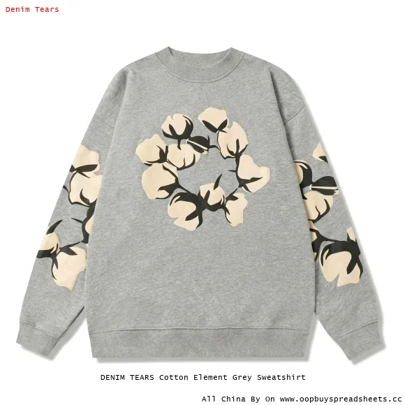 DENIM TEARS Cotton Element Grey Sweatshirt