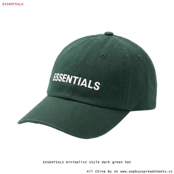 ESSENTIALS minimalist style dark green hat