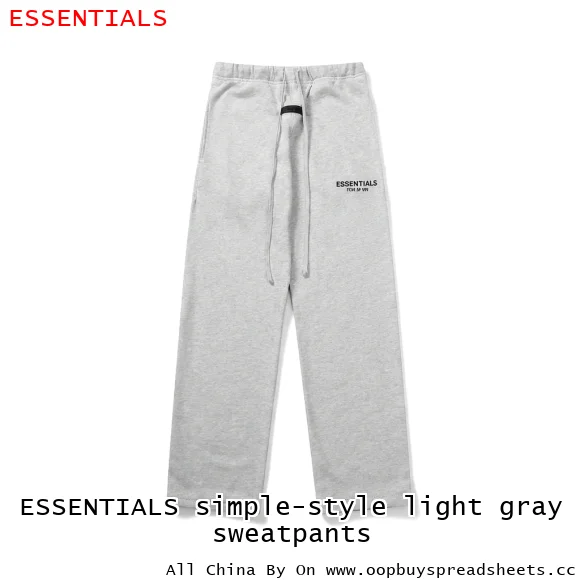 ESSENTIALS simple-style light gray sweatpants