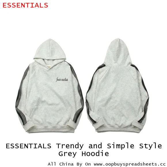 ESSENTIALS Trendy and Simple Style Grey Hoodie
