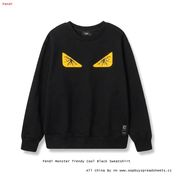 Fendi Monster Trendy Cool Black Sweatshirt