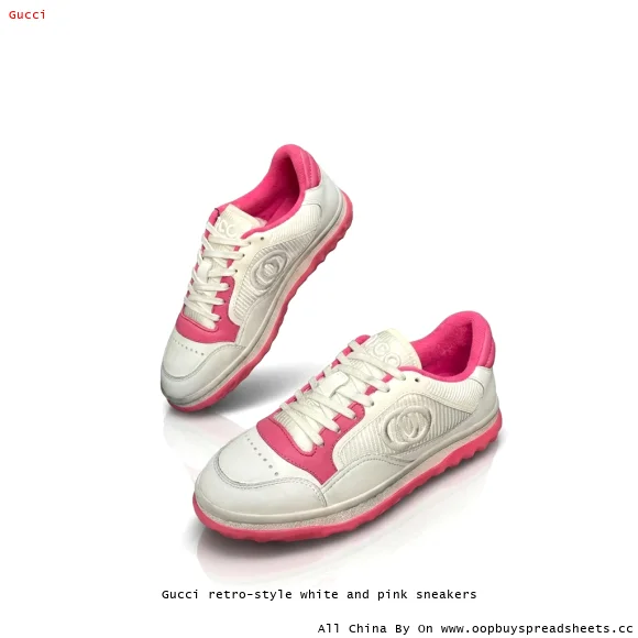 Gucci retro-style white and pink sneakers
