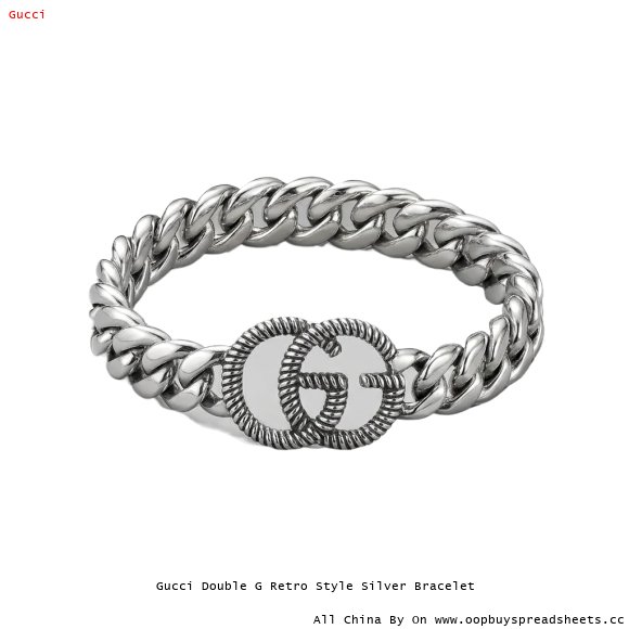 Gucci Double G Retro Style Silver Bracelet