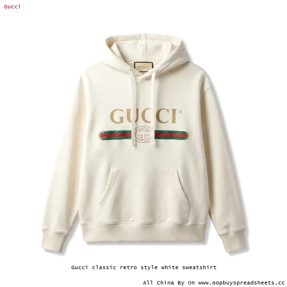 Gucci classic retro style white sweatshirt