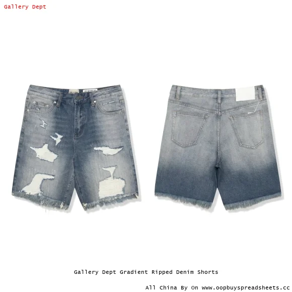 Gallery Dept Gradient Ripped Denim Shorts