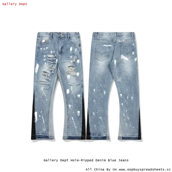 Gallery Dept Hole-Ripped Denim Blue Jeans