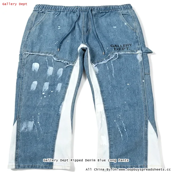 Gallery Dept Ripped Denim Blue Long Pants