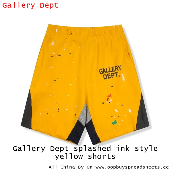 Gallery Dept splashed ink style yellow shorts