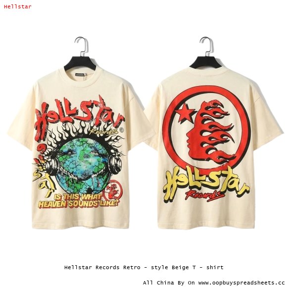 Hellstar Records Retro - style Beige T - shirt