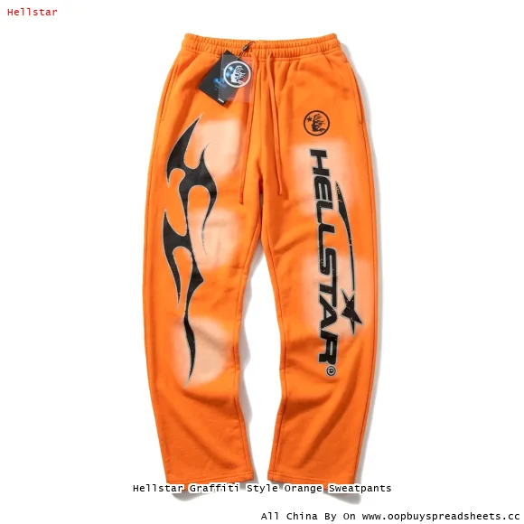 Hellstar Graffiti Style Orange Sweatpants