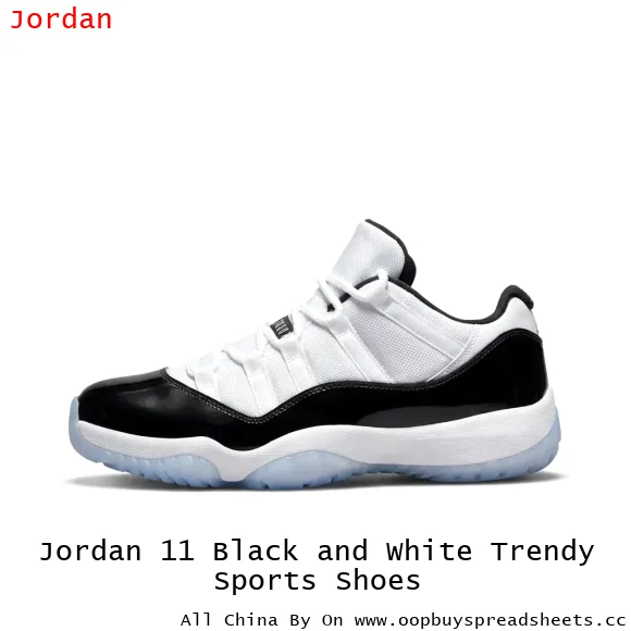 Jordan 11 Black and White Trendy Sports Shoes