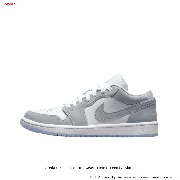 Jordan AJ1 Low-Top Gray-Toned Trendy Shoes