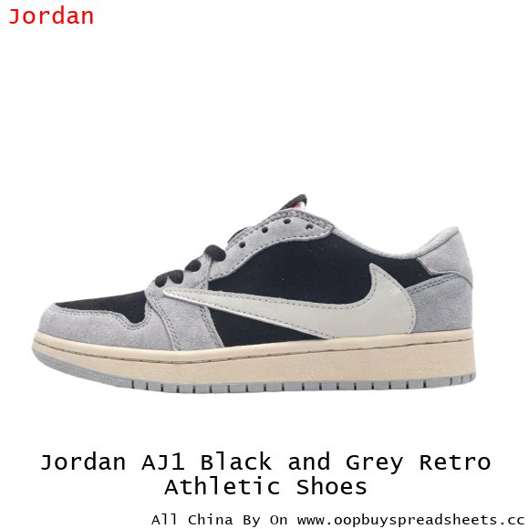 Jordan AJ1 Black and Grey Retro Athletic Shoes