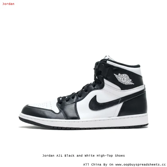Jordan AJ1 Black and White High-Top Shoes