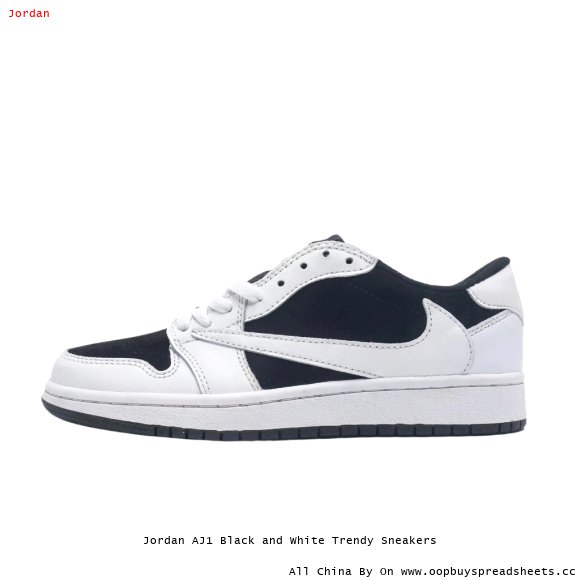 Jordan AJ1 Black and White Trendy Sneakers
