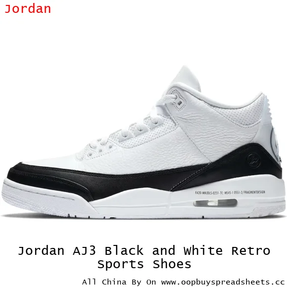 Jordan AJ3 Black and White Retro Sports Shoes