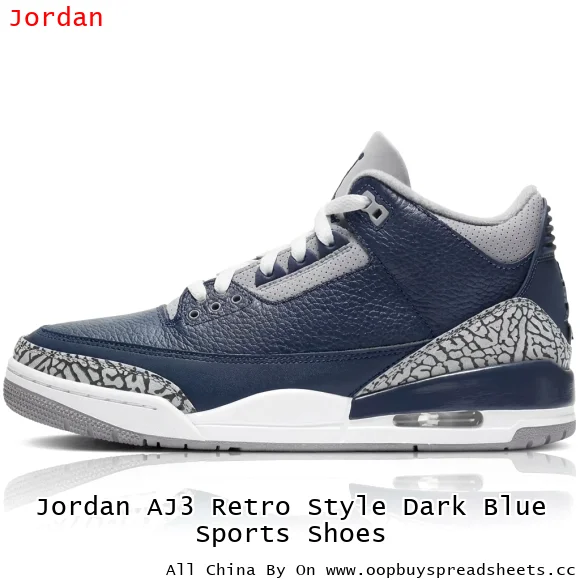 Jordan AJ3 Retro Style Dark Blue Sports Shoes