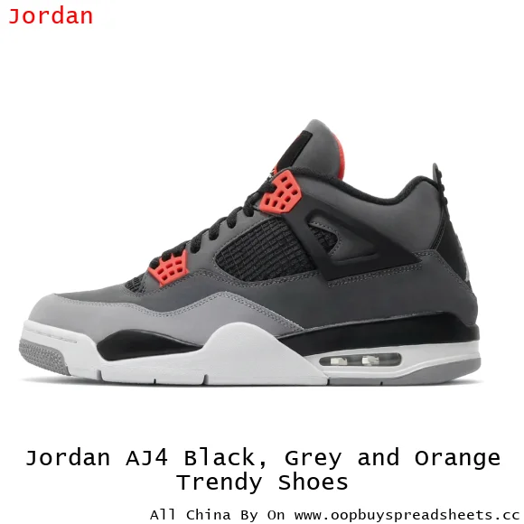 Jordan AJ4 Black, Grey and Orange Trendy Shoes